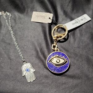 Blue Evil Eye Keychain and Hamsa Necklace
